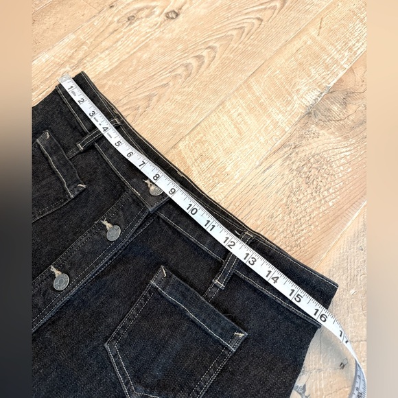 Chaps Denim Jean Skirt Women's Black Cotton Blend Button Down 2 Pocket Sz 8 - Picture 6 of 7